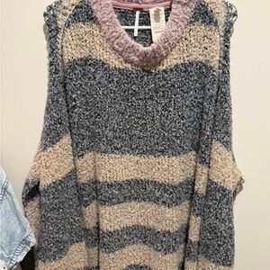 Free People Striped Crew Sweater